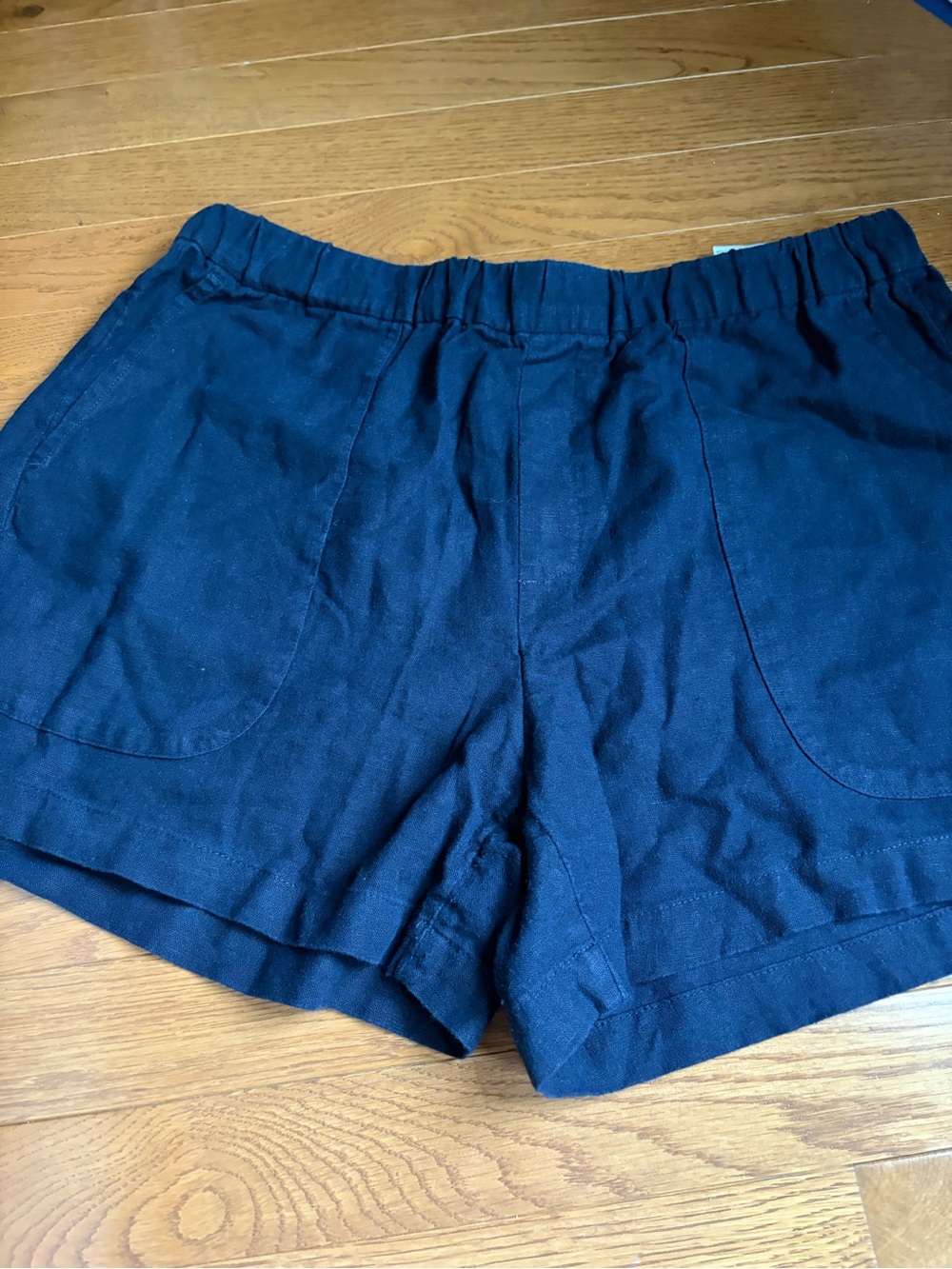 Banana Republic Factory Navy Elastic-Waist Linen-Blend Shorts